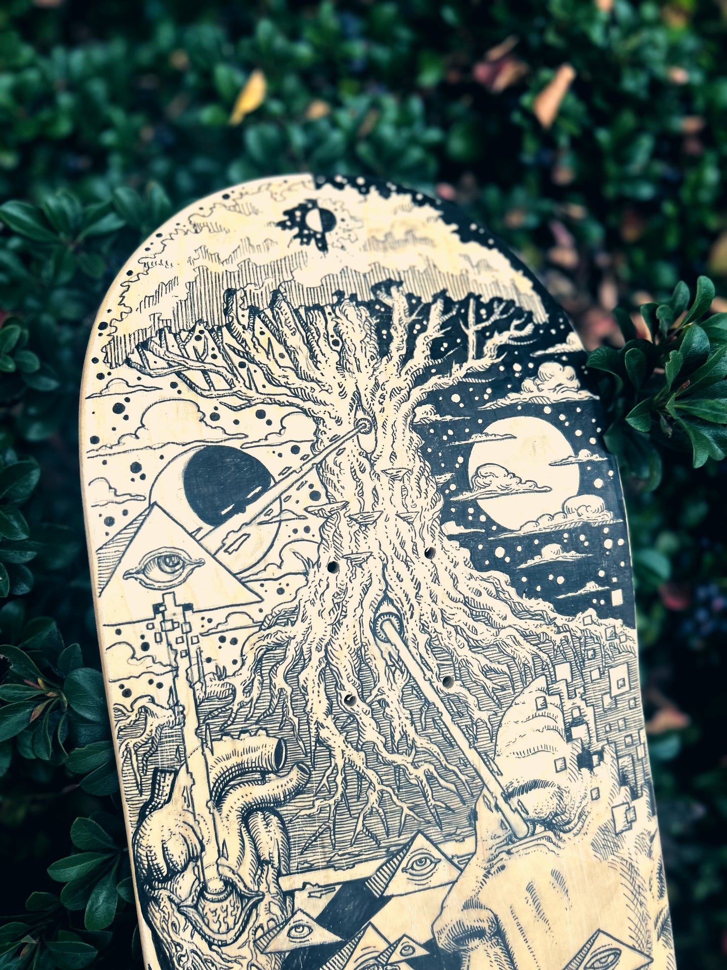 “RETURN OF THE MOJO” 9in x 31.5in ORIGINAL SKATE DECK ILLUSTRATION