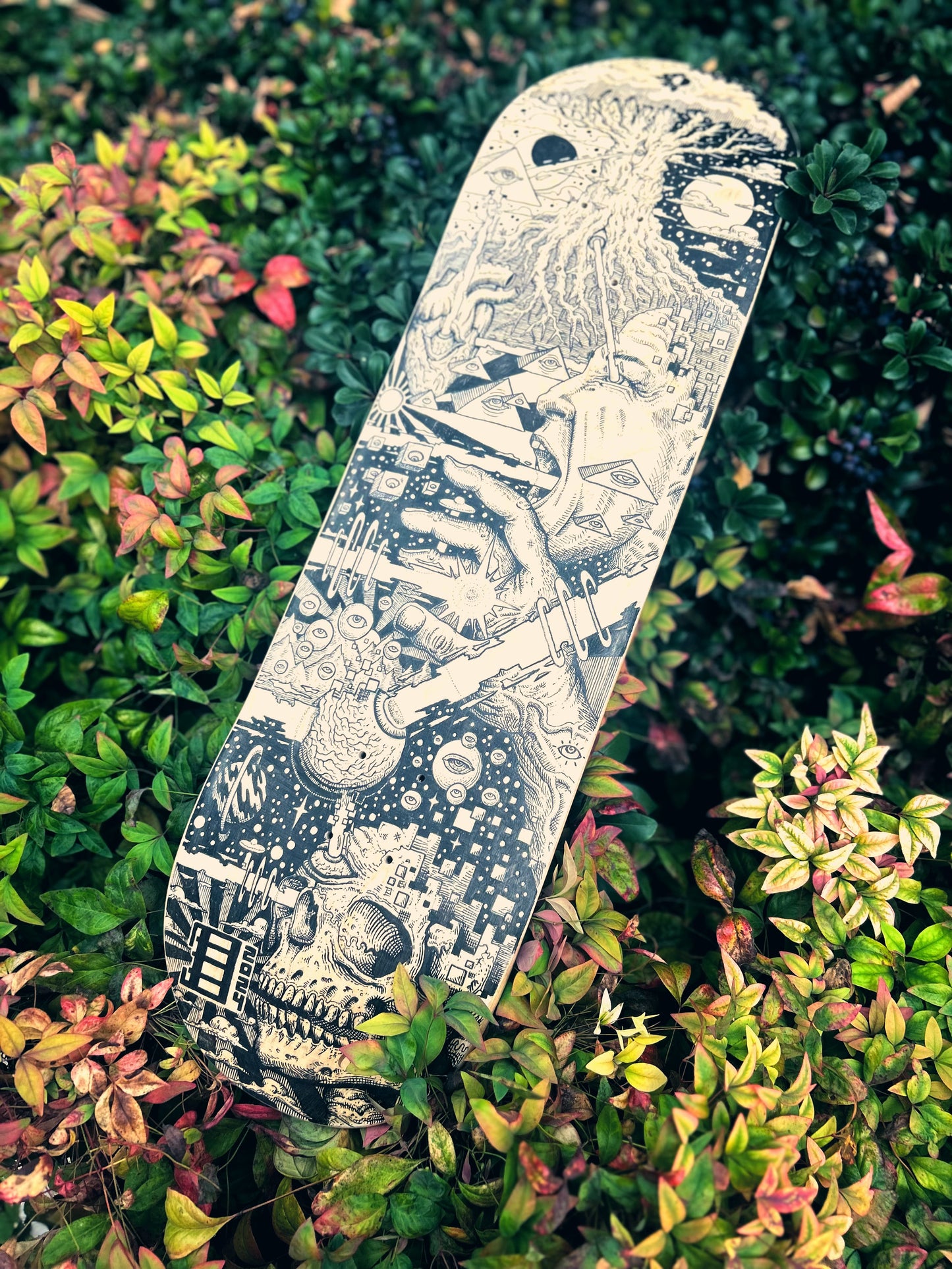 “RETURN OF THE MOJO” 9in x 31.5in ORIGINAL SKATE DECK ILLUSTRATION