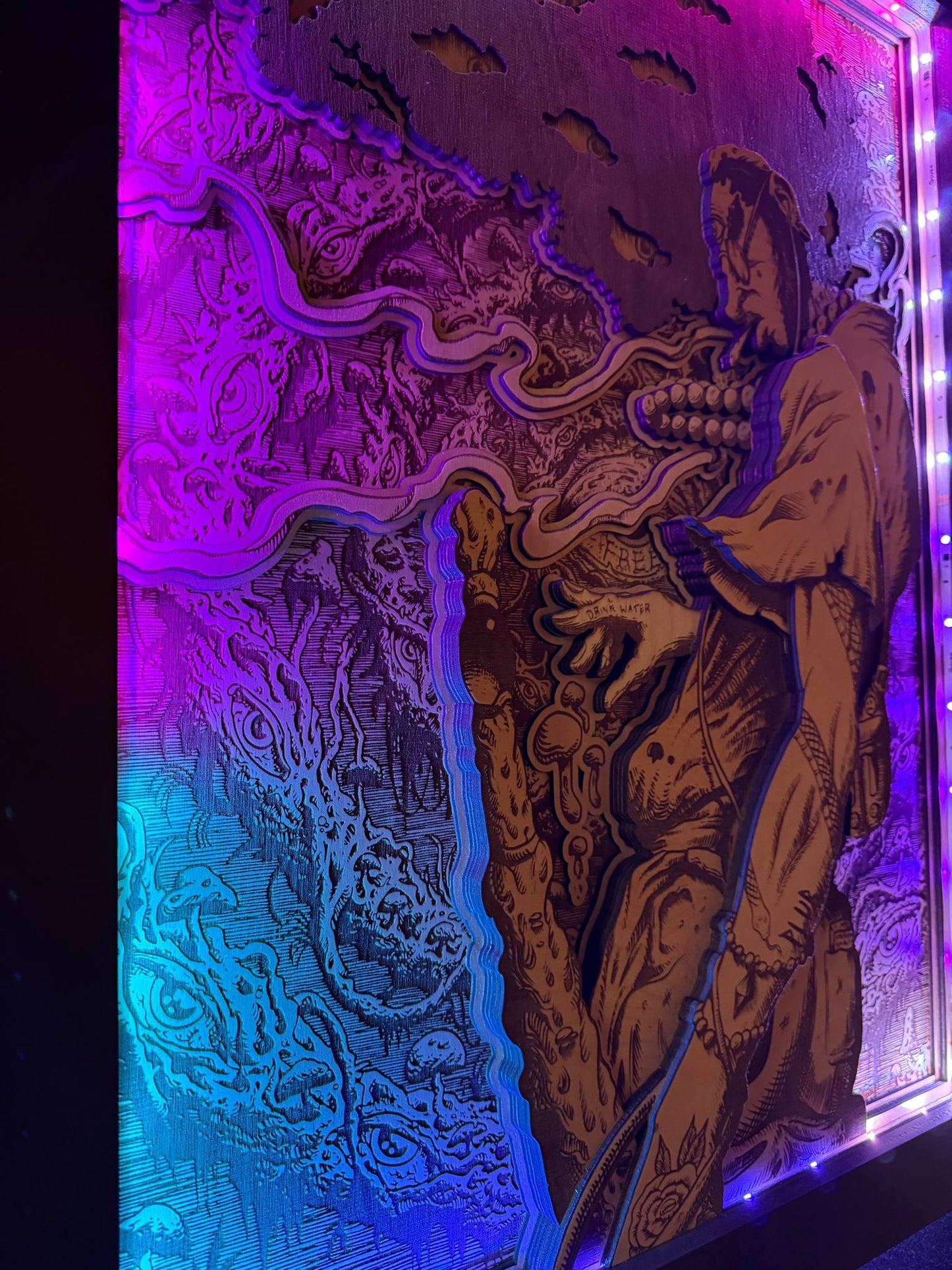 “THIRD EYE SAMURAI x FREE” 25in x 32in 10 Layer Limited Edition Wood Print (With LEDs)