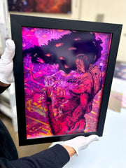 “RETRO SAMURAI” 12in x 16in LIMITED EDITION DOUBLE-SIDED ACRYLIC/FOIL PRINT (FRAMED)