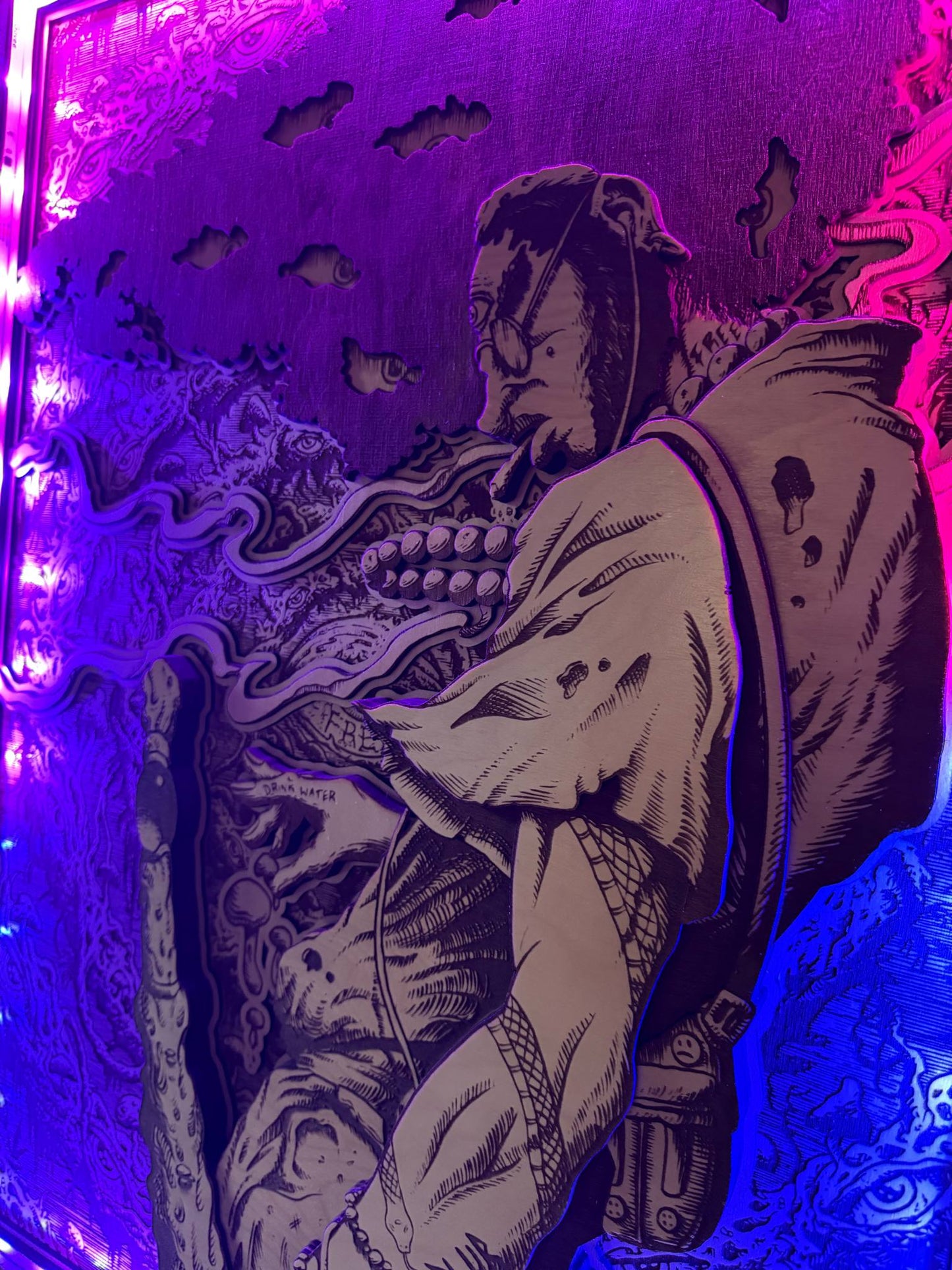 “THIRD EYE SAMURAI x FREE” 25in x 32in 10 Layer Limited Edition Wood Print (With LEDs)