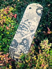 “RETURN OF THE MOJO” 9in x 31.5in ORIGINAL SKATE DECK ILLUSTRATION