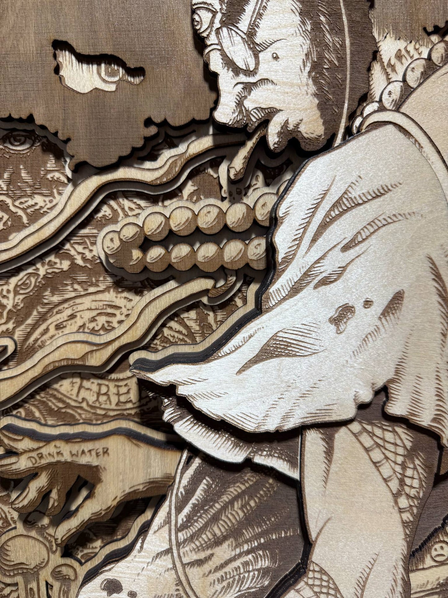 “THIRD EYE SAMURAI x FREE” 25in x 32in 10 Layer Limited Edition Wood Print (With LEDs)