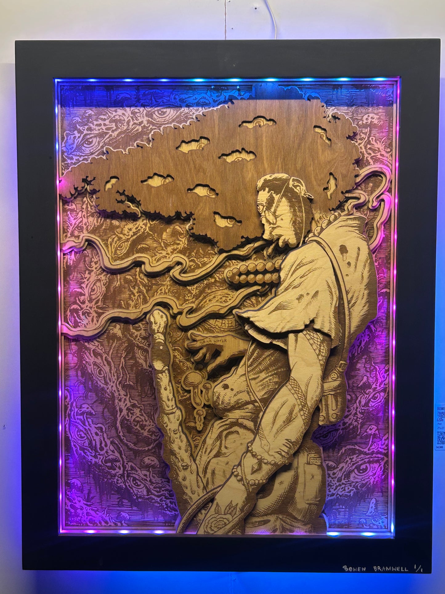 “THIRD EYE SAMURAI x FREE” 25in x 32in 10 Layer 1/1 Wood Print (With LEDs)