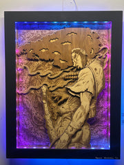 “THIRD EYE SAMURAI x FREE” 25in x 32in 10 Layer 1/1 Wood Print (With LEDs)