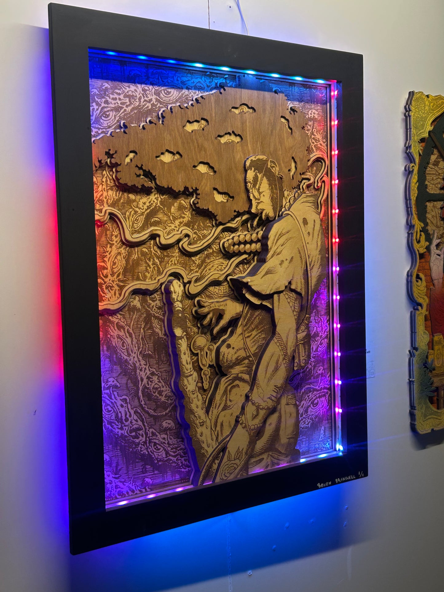 “THIRD EYE SAMURAI x FREE” 25in x 32in 10 Layer 1/1 Wood Print (With LEDs)