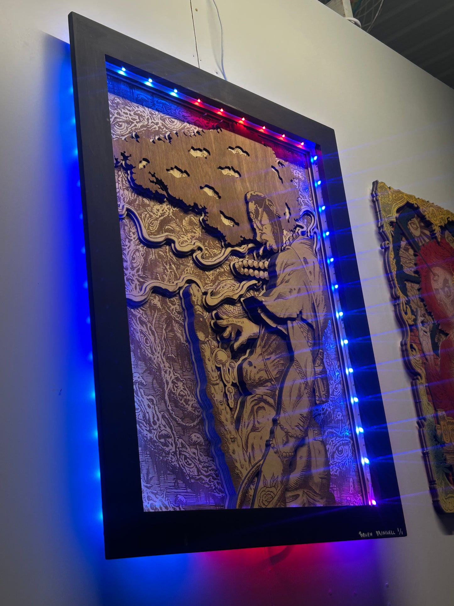 “THIRD EYE SAMURAI x FREE” 25in x 32in 10 Layer 1/1 Wood Print (With LEDs)