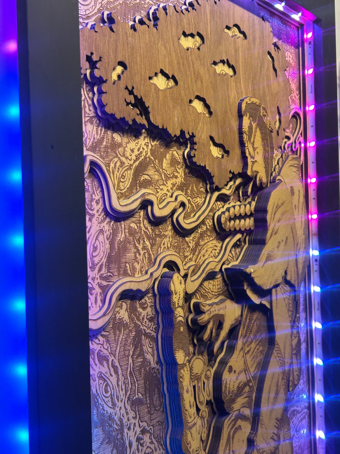 “THIRD EYE SAMURAI x FREE” 25in x 32in 10 Layer 1/1 Wood Print (With LEDs)