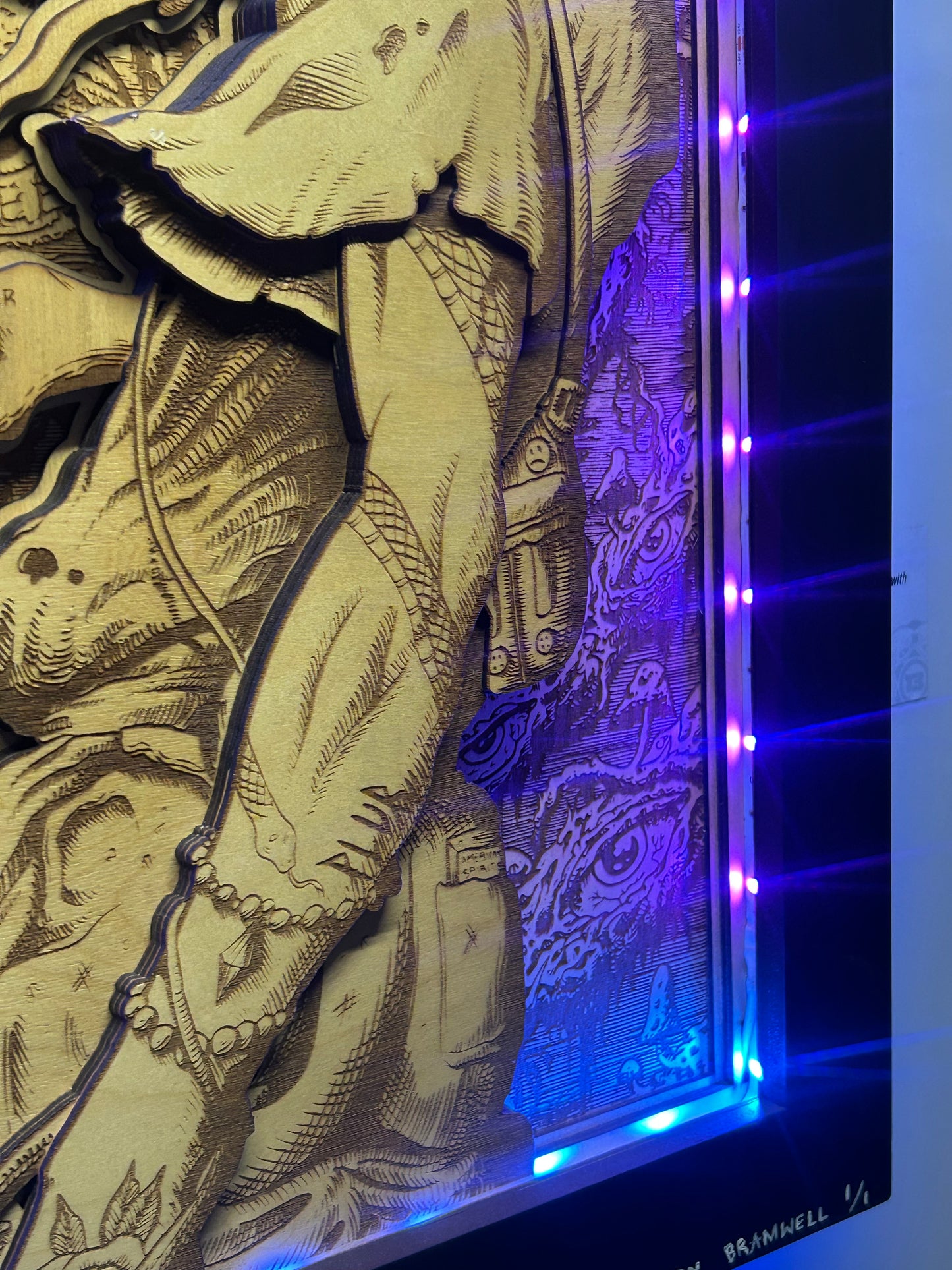“THIRD EYE SAMURAI x FREE” 25in x 32in 10 Layer 1/1 Wood Print (With LEDs)