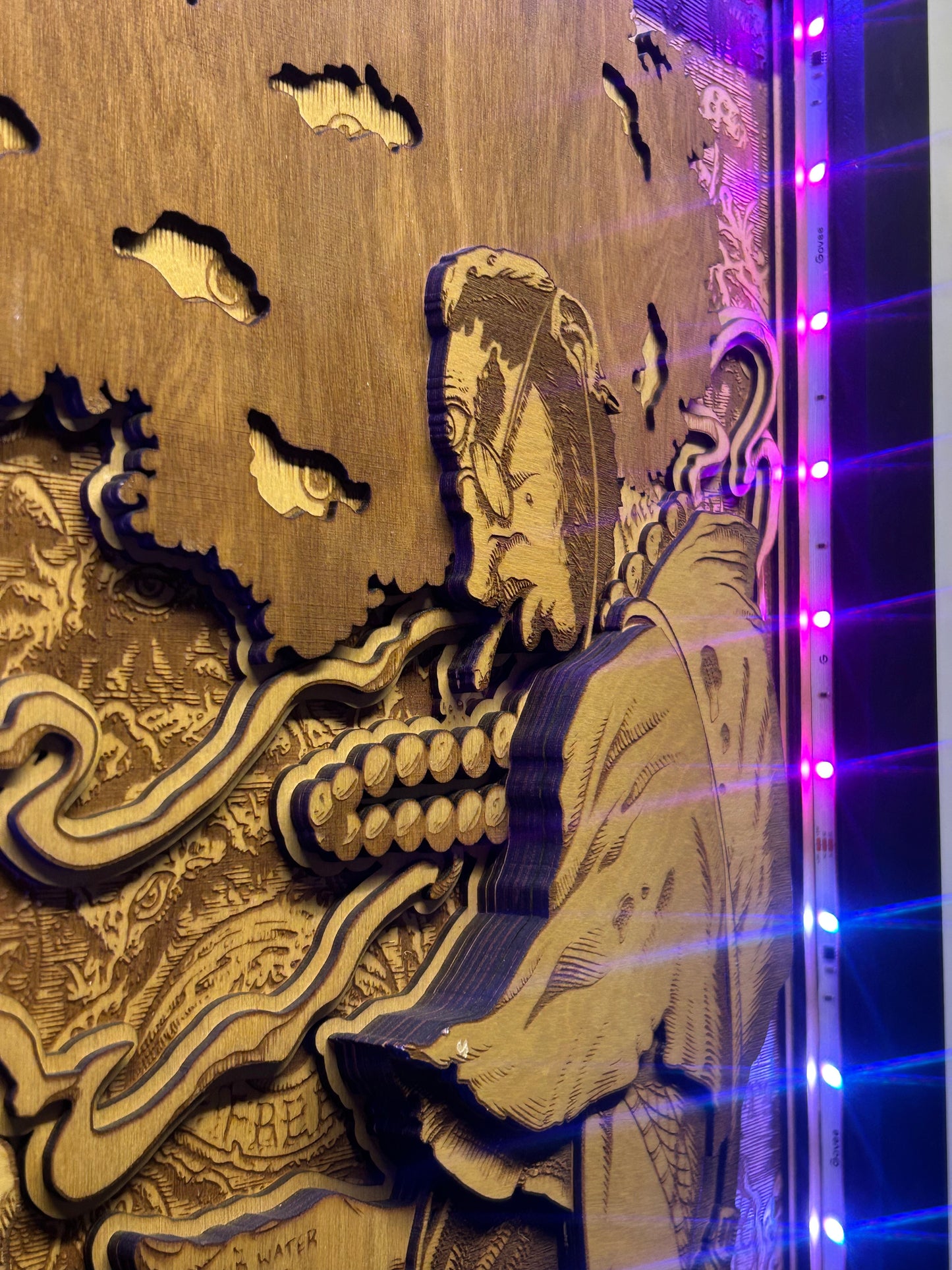 “THIRD EYE SAMURAI x FREE” 25in x 32in 10 Layer 1/1 Wood Print (With LEDs)