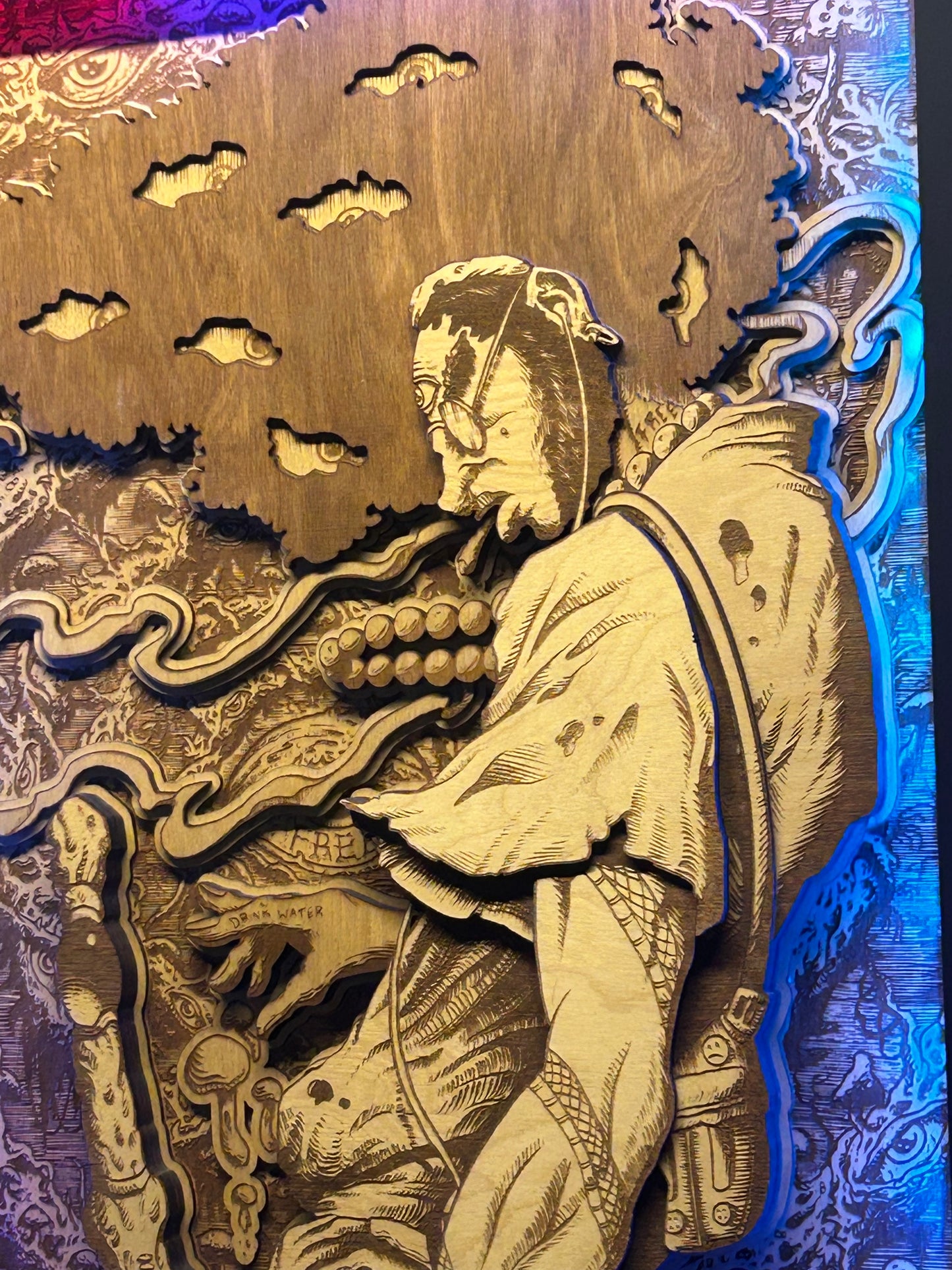 “THIRD EYE SAMURAI x FREE” 25in x 32in 10 Layer 1/1 Wood Print (With LEDs)