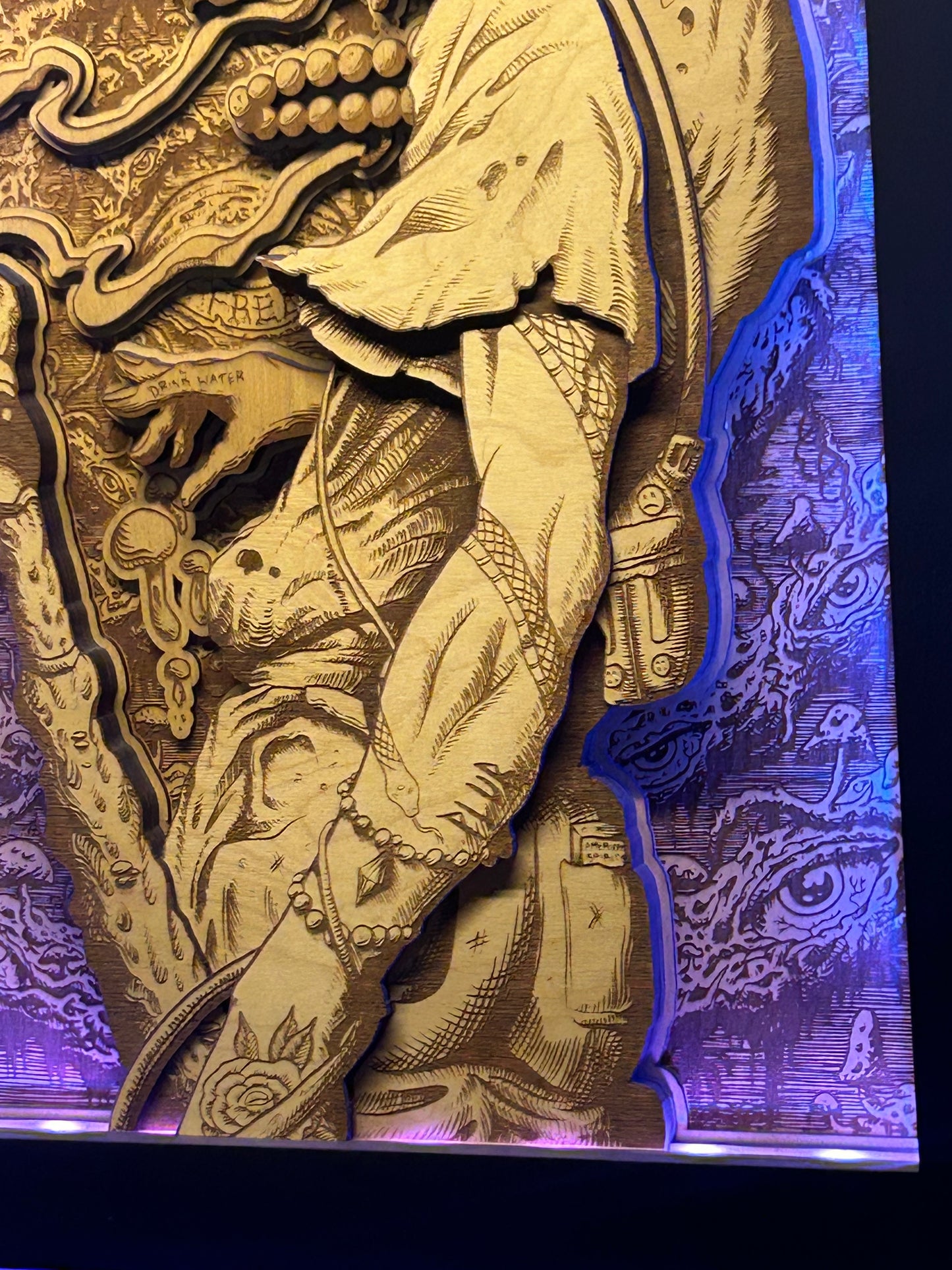 “THIRD EYE SAMURAI x FREE” 25in x 32in 10 Layer 1/1 Wood Print (With LEDs)